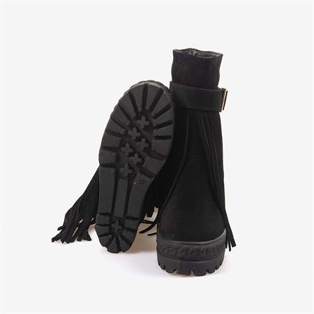 Rouge Hakiki Süet Deri  Kalın Taban Gizli Topuk Kadın Bot 44215