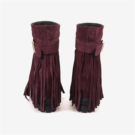 Rouge Hakiki Süet Deri  Kalın Taban Gizli Topuk Kadın Bot 44215