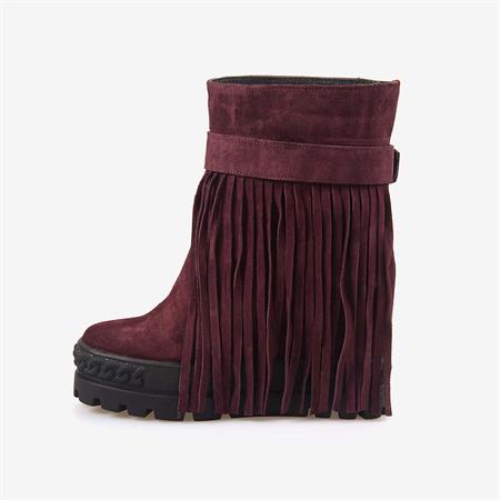 Rouge Hakiki Süet Deri  Kalın Taban Gizli Topuk Kadın Bot 44215