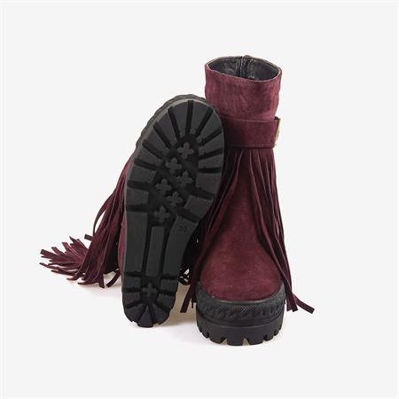 Rouge Hakiki Süet Deri  Kalın Taban Gizli Topuk Kadın Bot 44215