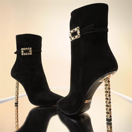 Rouge Kadın Süet Enjeksiyon Kösele Taban Siyah Süet Günlük Bot