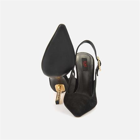 Rouge Kadın Süet Enjeksiyon Kösele Taban Siyah Süet Gece & Abiye Ayakkabı