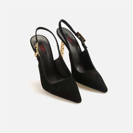 Rouge Kadın Süet Enjeksiyon Kösele Taban Siyah Süet Gece & Abiye Ayakkabı