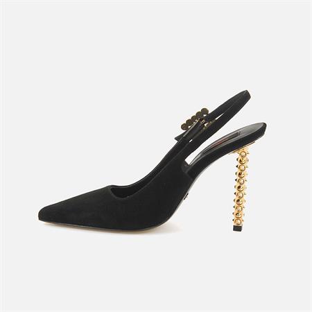 Rouge Kadın Süet Enjeksiyon Kösele Taban Siyah Süet Gece & Abiye Ayakkabı