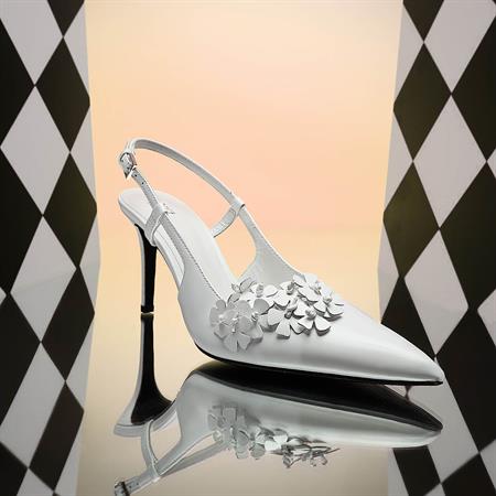 Rouge Kadın Hakiki Deri Enjeksiyon Kösele Taban Beyaz Gece & Abiye Ayakkabı