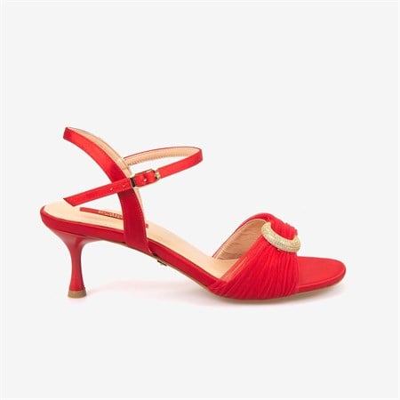 Rouge Kadın 7,5cm Kırmızı Topuklu Sandalet 1168