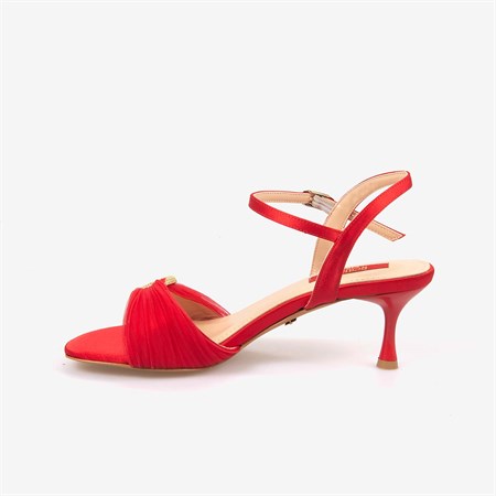 Rouge Kadın 7,5cm Kırmızı Topuklu Sandalet 1168