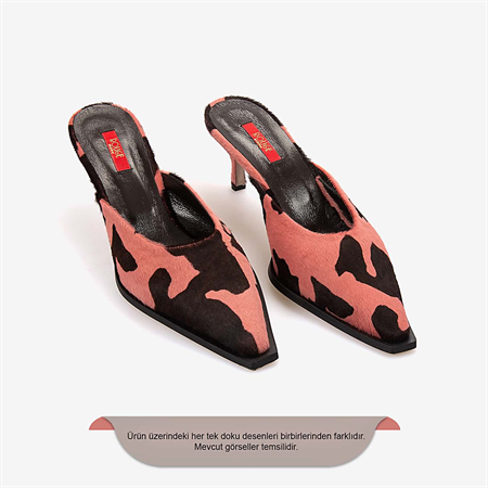 Rouge Kadın Hakiki Deri Kısa Topuklu Terlik 140-91