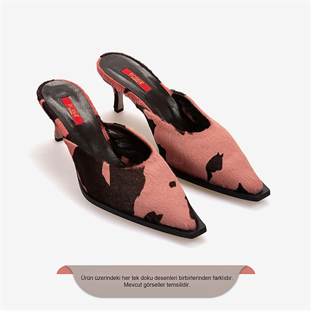 Rouge Kadın Hakiki Deri Kısa Topuklu Terlik 140-91