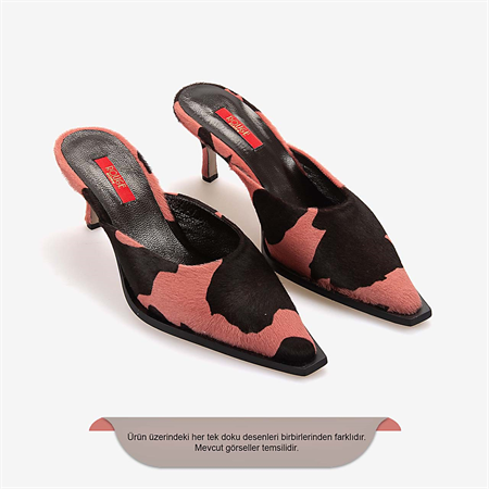 Rouge Kadın Hakiki Deri Kısa Topuklu Terlik 140-91