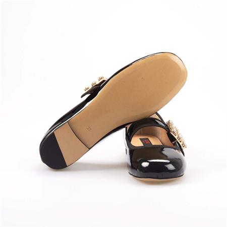 Rouge Kadın Rugan Deri Microlight Taban Siyah Babet Ayakkabı