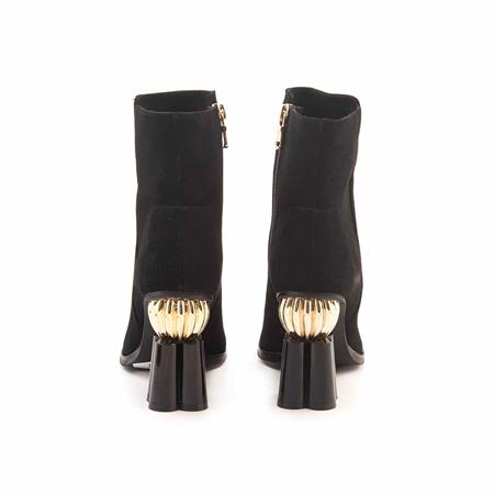 Rouge Kadın Hakiki Deri Enjeksiyon Microlight Taban Siyah Süet Günlük Bot