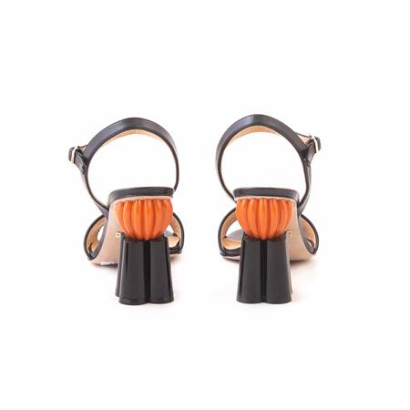 Rouge Kadın Hakiki Deri Microlight Taban Siyah-turuncu Gece & Abiye Sandalet