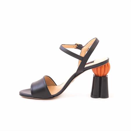 Rouge Kadın Hakiki Deri Microlight Taban Siyah-turuncu Gece & Abiye Sandalet