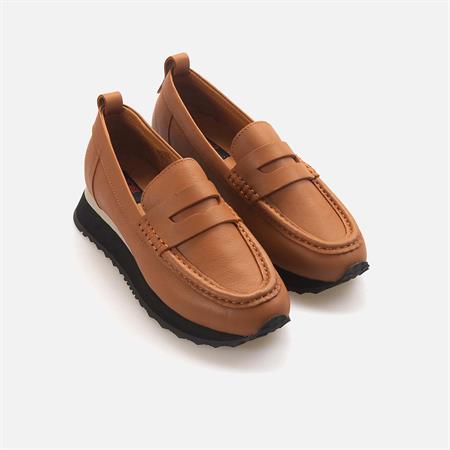 Rouge Kadın Hakiki Deri Taba Loafer Konforlu Ayakkabı