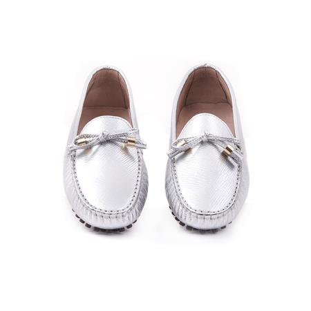 Rouge Kadın Hakiki Deri Kauçuk Taban Lame Renk Loafer Konforlu Babet