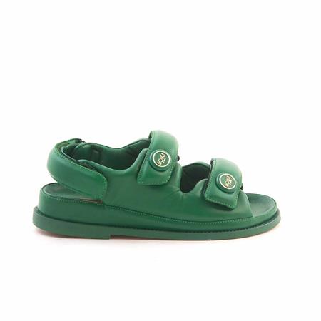 Rouge Kadın Hakiki Deri Kauçuk Taban Yeşil Sandalet Ayakkabı