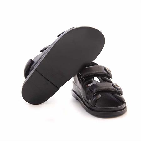 Rouge Kadın Hakiki Deri Kauçuk Taban Siyah Sandalet Ayakkabı