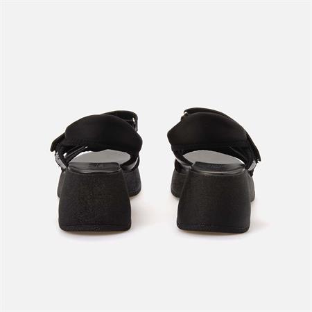 Rouge Kadın Tekstil Poli Taban Siyah Sandalet Ayakkabı