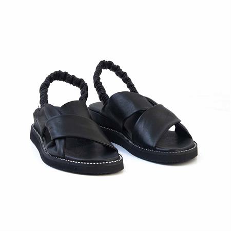 Rouge Kadın Hakiki Deri Eva Taban Siyah Sandalet 