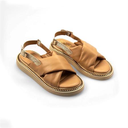 Rouge Kadın Hakiki Deri Eva Taban Bej Sandalet 