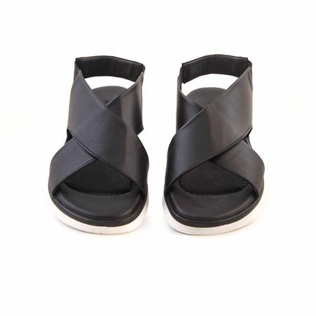 Rouge Kadın Hakiki Deri Kauçuk Taban Siyah Sandalet 