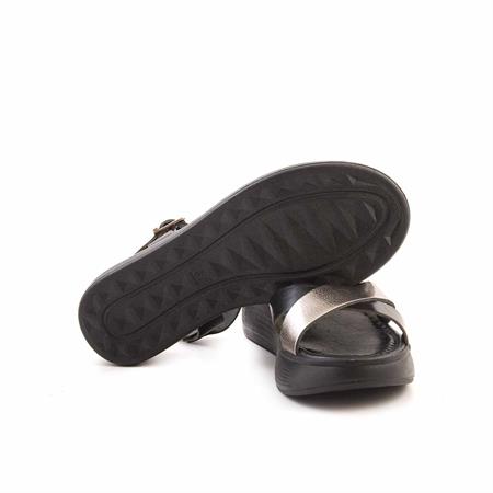 Rouge Kadın Hakiki Deri Siyah-Platin Sandalet Ayakkabı