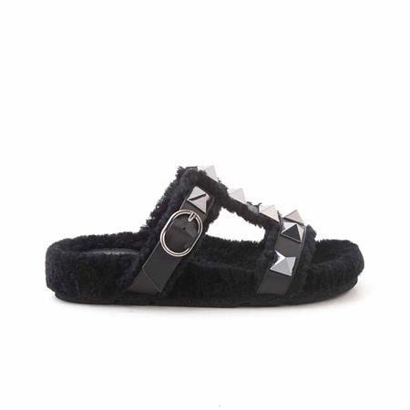 Rouge Kadın Hakiki Deri Microlight Taban Siyah Terlik Sandalet