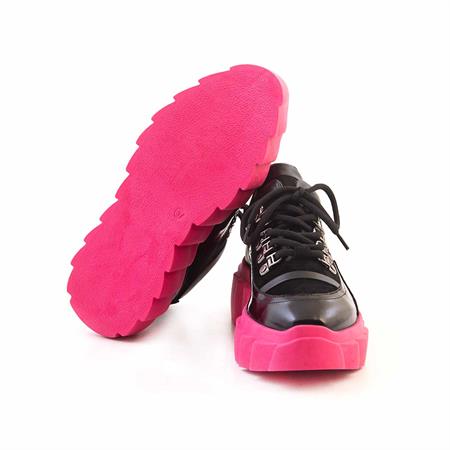 Rouge Kadın Hakiki Deri Termo Taban Siyah Süet-Fuşya Spor & Sneaker Ayakkabı
