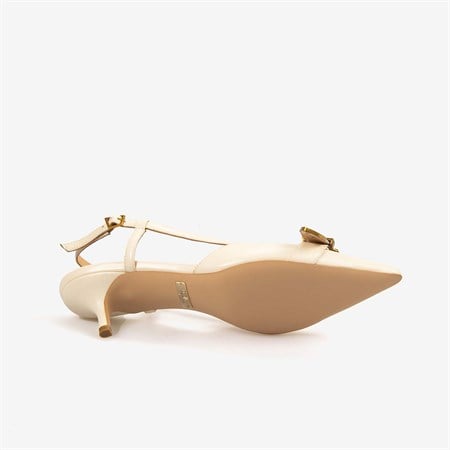 Rouge Kadın Taşlı Toka Detaylı Slingback Sivri Burun 6cm Topuklu Ayakkabı 7124