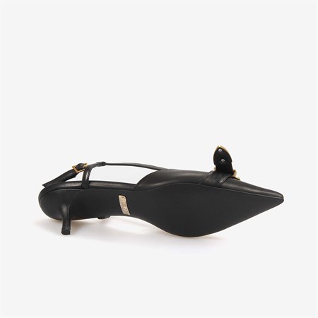 Rouge Kadın Taşlı Toka Detaylı Slingback Sivri Burun 6cm Topuklu Ayakkabı 7124