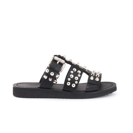 Rouge Kadın Hakiki Deri Kauçuk Taban Siyah Terlik Terlik