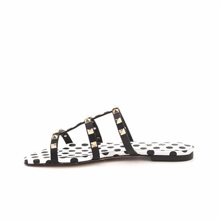 Rouge Kadın Hakiki Deri Neolit Taban Siyah - Beyaz Terlik Terlik