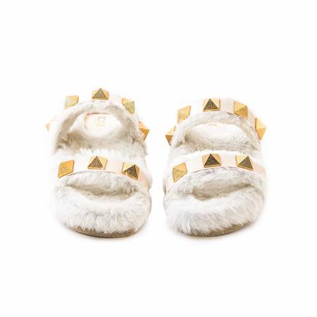 Rouge Kadın Hakiki Deri Microlight Taban Beyaz Terlik Terlik