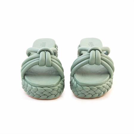 Rouge Kadın Hakiki Deri Kauçuk Taban Yeşil Terlik Terlik