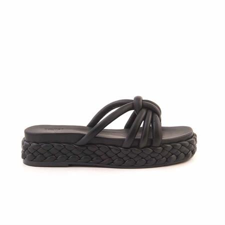 Rouge Kadın Hakiki Deri Kauçuk Taban Siyah Terlik Terlik