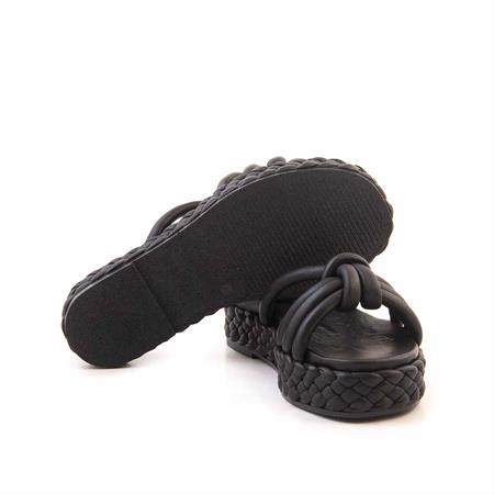 Rouge Kadın Hakiki Deri Kauçuk Taban Siyah Terlik Terlik