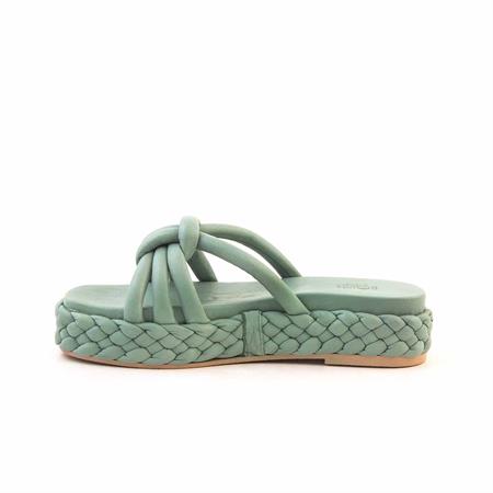 Rouge Kadın Hakiki Deri Kauçuk Taban Yeşil Terlik Terlik