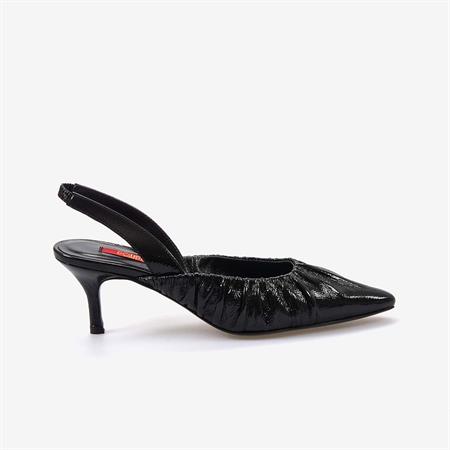 Rouge Kadın Hakiki Deri Rugan Siyah Topuklu Ayakkabı 330-11