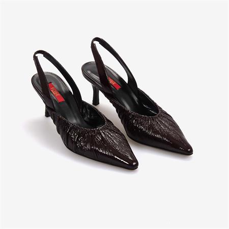 Rouge Kadın Hakiki Deri Rugan Bordo Topuklu Ayakkabı 330-11