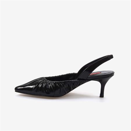 Rouge Kadın Hakiki Deri Rugan Siyah Topuklu Ayakkabı 330-11