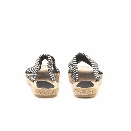 Rouge Kadın Hasır Jut Taban Siyah - Beyaz Terlik Ayakkabı