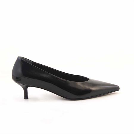 Rouge Kadın Rugan Deri Kösele Taban Siyah Topuklu Ayakkabı