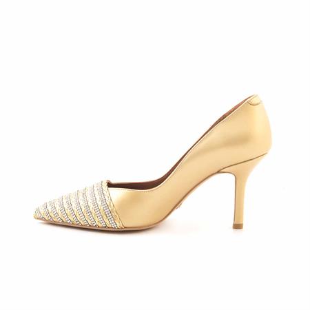 Rouge Kadın Hakiki Deri Enjeksiyon Kösele Taban Altın Sarısı Topuklu Ayakkabı