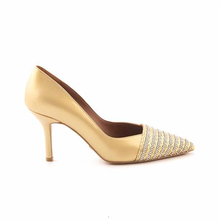 Rouge Kadın Hakiki Deri Enjeksiyon Kösele Taban Altın Sarısı Topuklu Ayakkabı