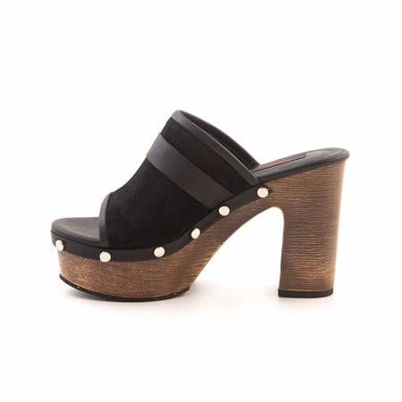 Rouge Kadın Hakiki Deri Kauçuk Taban Siyah Topuklu Ayakkabı