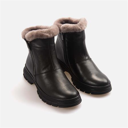 Rouge Kadın Hakiki Deri Kauçuk Taban Siyah Günlük Bot