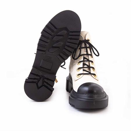 Rouge Kadın Hakiki Deri Eva Taban Siyah - Beyaz Topuklu Bot 