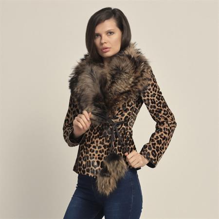 Rouge Kadın Kürklü Leopar Mont