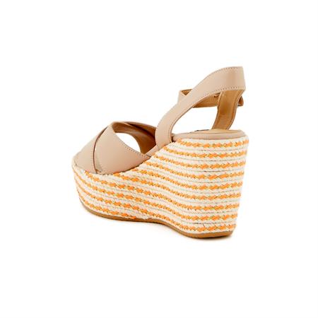 Rouge Kadın Hakiki Deri Dolgu Taban Bej Sandalet Ayakkabı